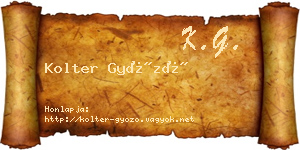 Kolter Győző névjegykártya